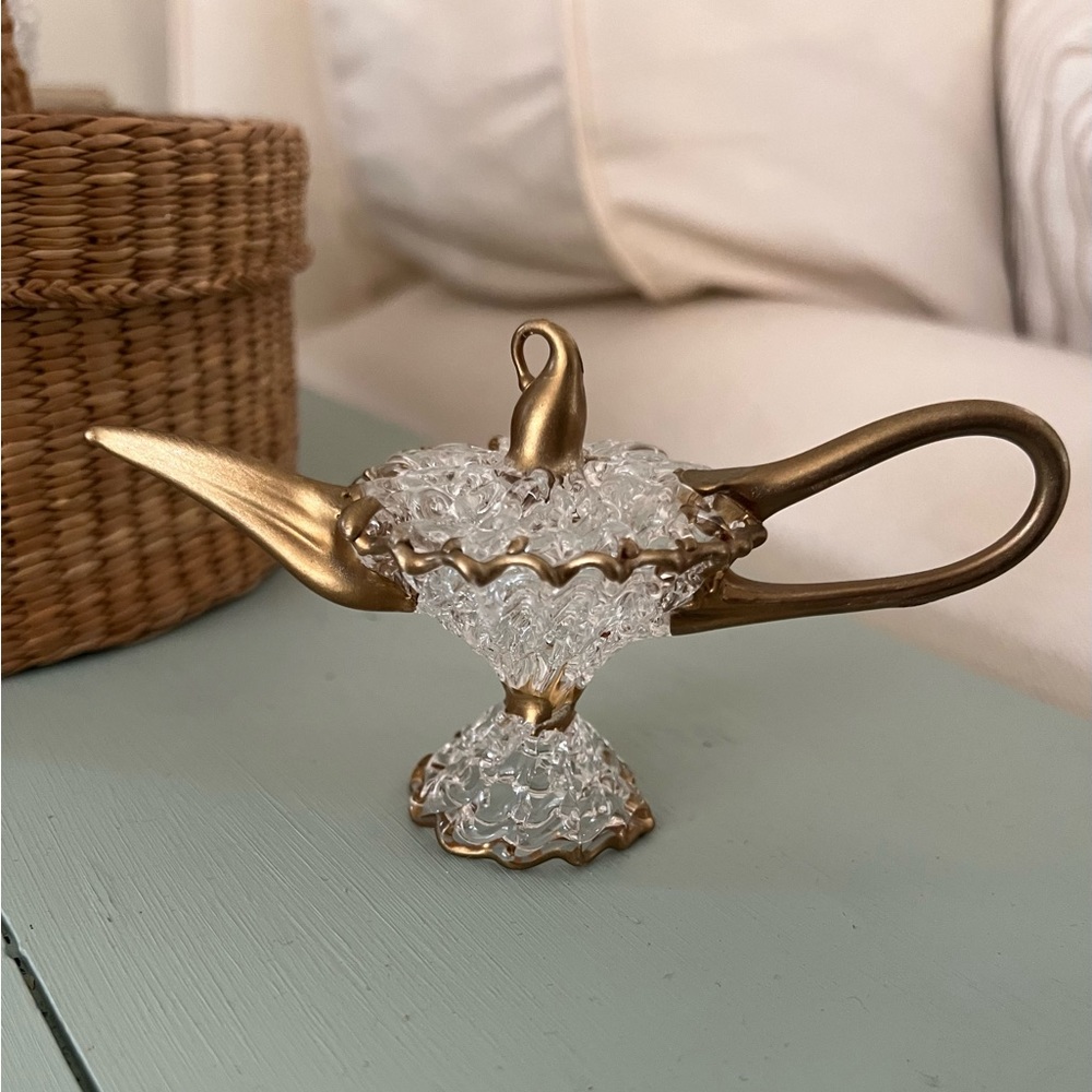 Vintage spun glass genie bottle figurine
